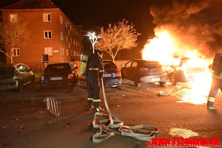 Bilbrand. Skolegade i Vejle. 01/01-2020. Kl. 03:42.