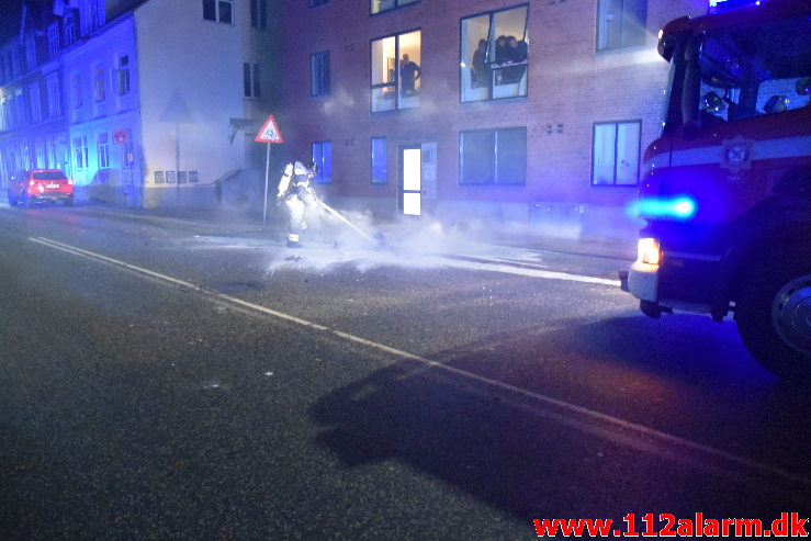 Mindre brand i Container. Vesterbrogade 8 i Vejle. 01/01-2020. Kl. 00:36.