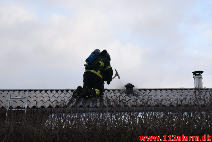 Ild i Villa. Havrebakken i Grejs By. 16/01-2020. Kl. 09:39.