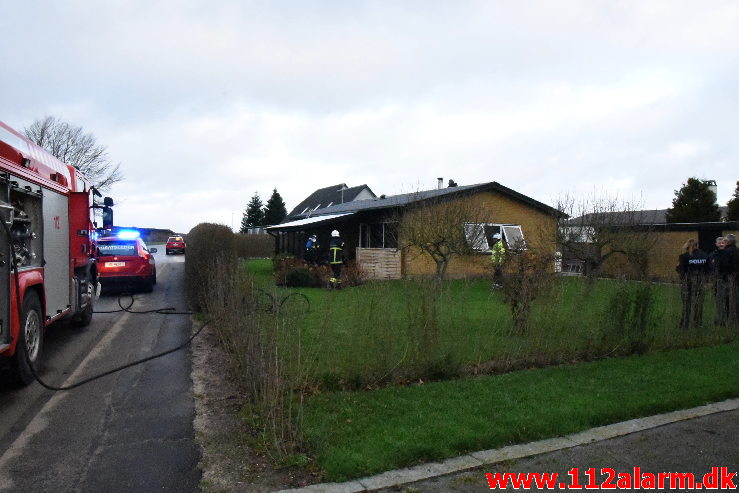 Ild i Villa. Havrebakken i Grejs By. 16/01-2020. Kl. 09:39.