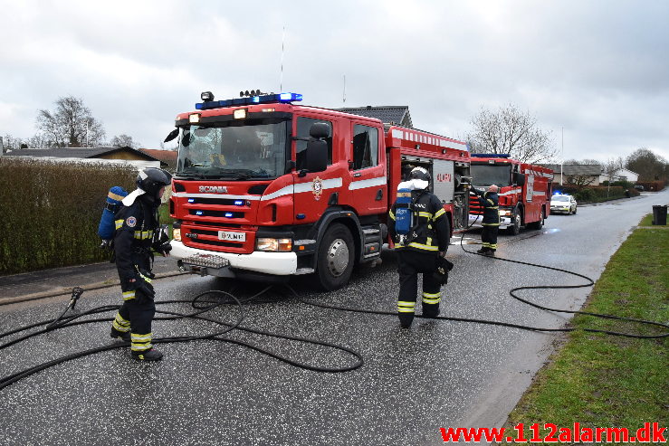 Ild i Villa. Havrebakken i Grejs By. 16/01-2020. Kl. 09:39.