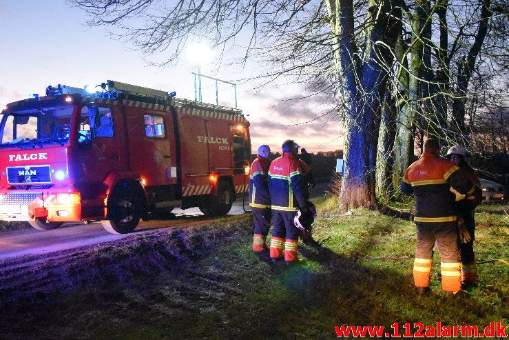 Brand i Villa. Nykirkevej i Tinnet. 19/01-2020. Kl. 16:47.