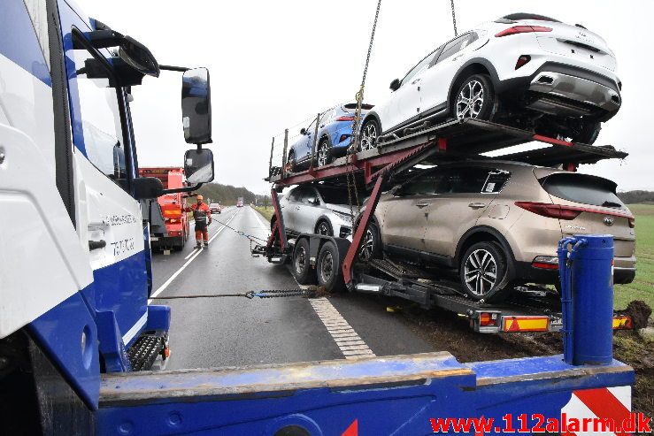 Autotransporter fra Polen tabte sin hænger. Kolding Landevej ved Fredericia. 23/01-2020. Kl. 7:00.