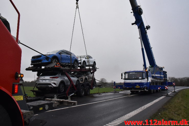 Autotransporter fra Polen tabte sin hænger. Kolding Landevej ved Fredericia. 23/01-2020. Kl. 7:00.