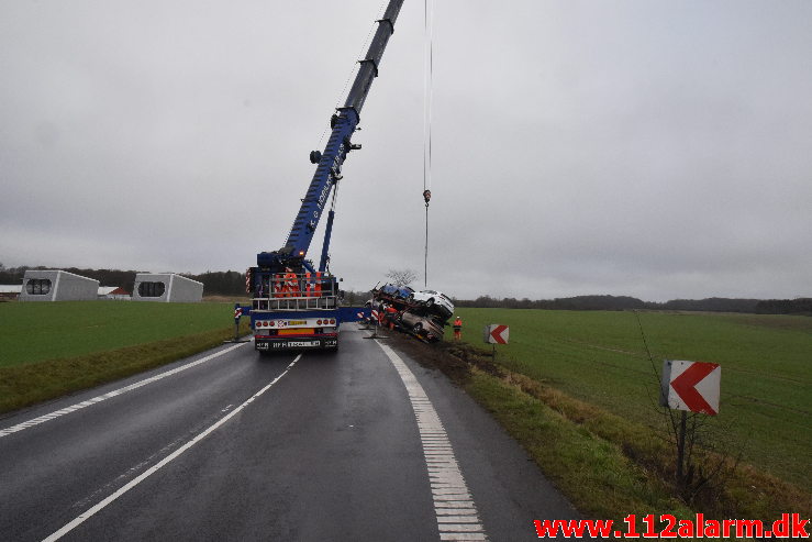 Autotransporter fra Polen tabte sin hænger. Kolding Landevej ved Fredericia. 23/01-2020. Kl. 7:00.