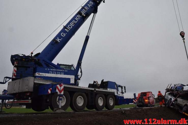 Autotransporter fra Polen tabte sin hænger. Kolding Landevej ved Fredericia. 23/01-2020. Kl. 7:00.