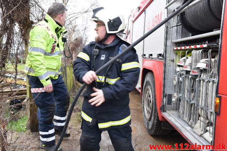 Ild i Kolonihavehus. Timianvej i vejle. 28/01-2020. Kl. 13:43.