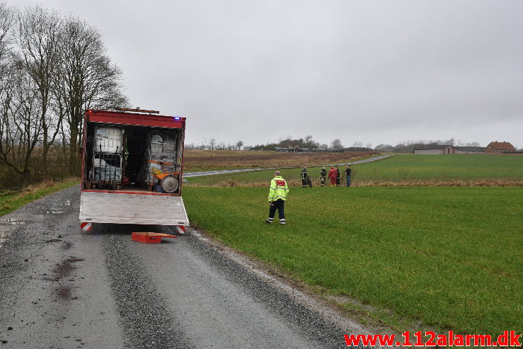 Større Gylle udslip. Knudevej i Sdr. Kollemorten. 31/01-2020. Kl. 13:49.