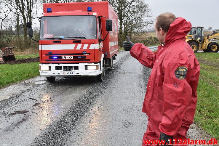 Større Gylle udslip. Knudevej i Sdr. Kollemorten. 31/01-2020. Kl. 13:49.