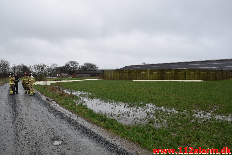 Større Gylle udslip. Knudevej i Sdr. Kollemorten. 31/01-2020. Kl. 13:49.