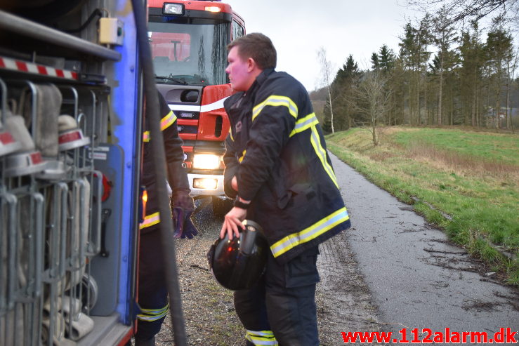 Brand i Villa. Ballevej ved Bredsten. 24/02-2020. Kl. 16:37.