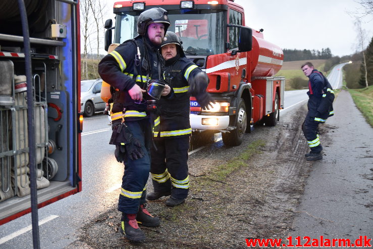 Brand i Villa. Ballevej ved Bredsten. 24/02-2020. Kl. 16:37.