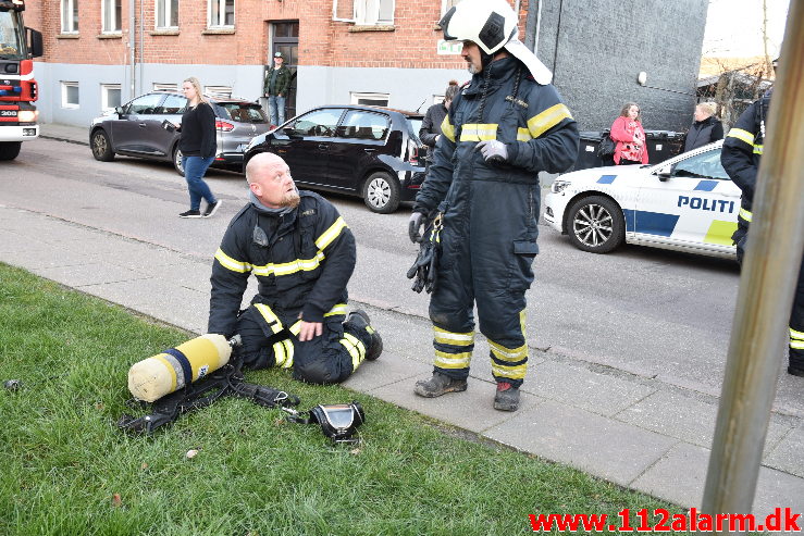 Brand i tørretumbler. Valdemarsgade 36 i Vejle. 21/03-2020. Kl. 17:33.