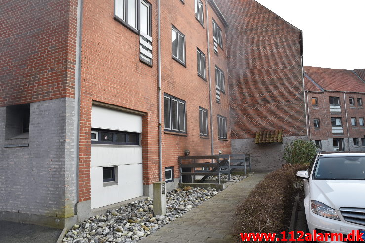 Brand i tørretumbler. Valdemarsgade 36 i Vejle. 21/03-2020. Kl. 17:33.