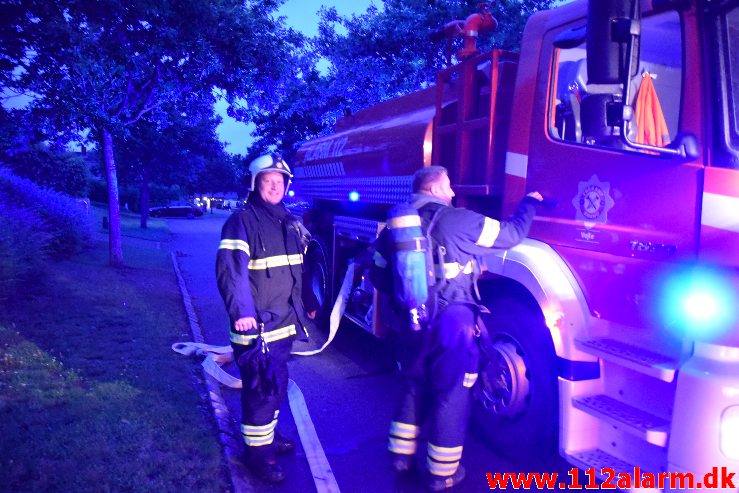 Brand i Campingvogn. Fårupled i Jelling. 04/07-2020. Kl. 22:14.