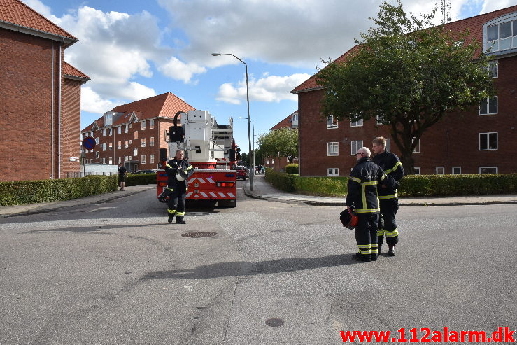 Ild i Etageejendom. Ellevang i Vejle. 21/07-2020. KL. 17:46.