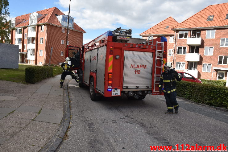 Ild i Etageejendom. Ellevang i Vejle. 21/07-2020. KL. 17:46.