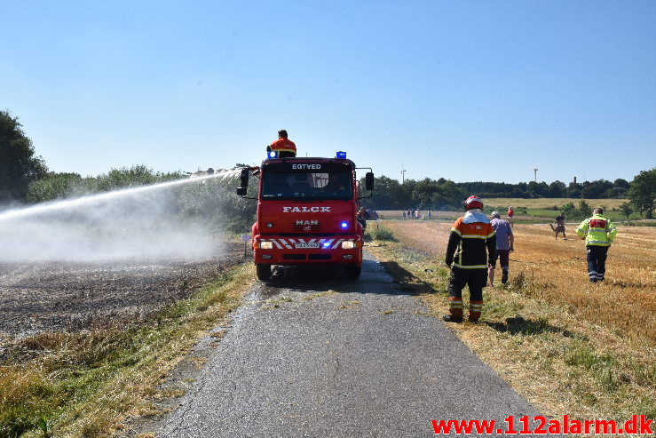Bil satte ild til marken. Rugsted Tværvej ved Rugsted. 15/08-2020. Kl. 12:33.