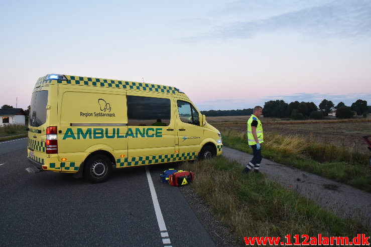 2 biler snittede hinanden. Horsensvej i Hedensted. 25/08-2020. Kl. 05:51.