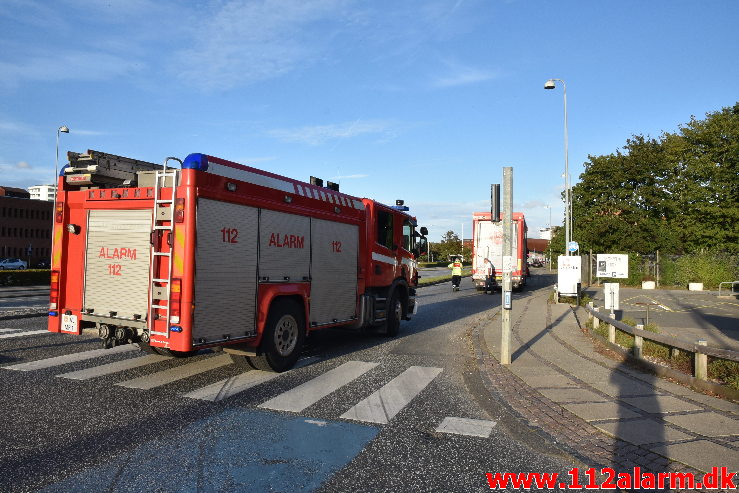 En grisetransport fik varme bremser. Damhaven 13 i Vejle. 07/09-2020. Kl. 18:44.