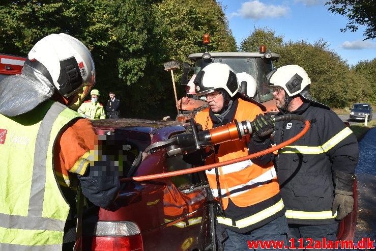 Banket op bag i en Traktor på rastepladsen. Ribe Landevej ved Nørre Vilstrup. 17/10-2020. Kl. 13:02.