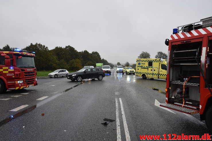 Kørte ud foran lastbilen. Viborg Hovedvej lige ud for Tørring. 21/10-2020. Kl. 13:31.