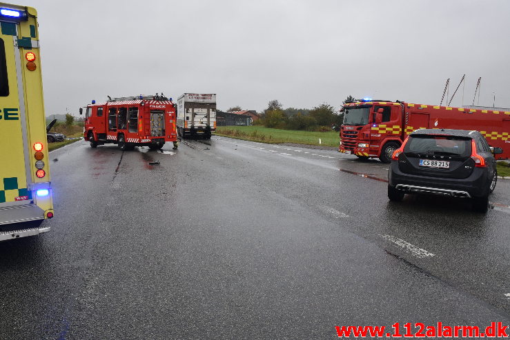 Kørte ud foran lastbilen. Viborg Hovedvej lige ud for Tørring. 21/10-2020. Kl. 13:31.