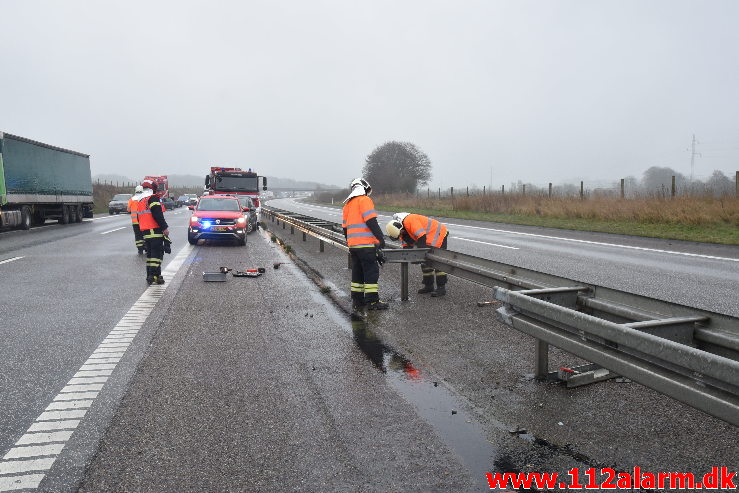 Chaufføren blev dræbt. Midtjyske Motorvej mellem Tørring og Give. 10/12-2020. Kl. 11:12.