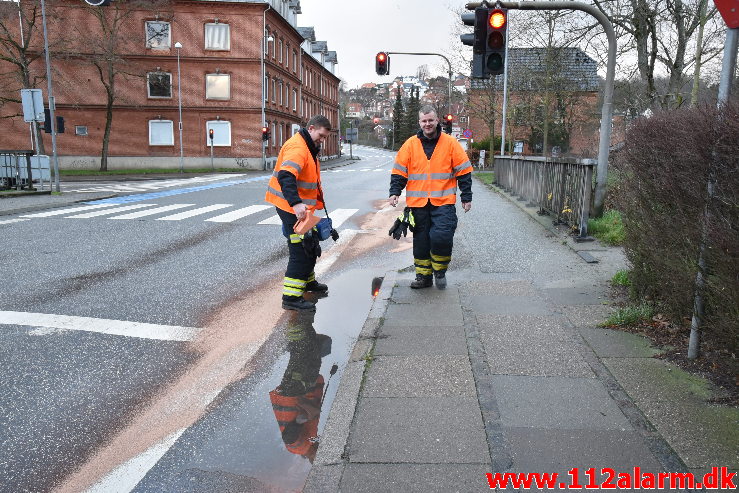 Mindre forurening. Gormsgade i Vejle. 21/12-2020. Kl. 09:19.