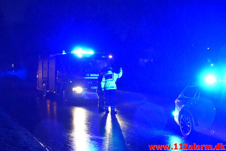 Brand i Villa. Niels Bugges Vej i Vinding. 31/12-2020. kl. 19:51.