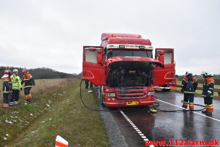 Brand i Lastbil. Ammitsbølvej ved Ødsted. 18/01-2021. KL. 12:17.