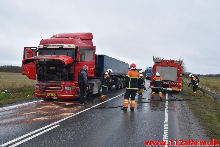 Brand i Lastbil. Ammitsbølvej ved Ødsted. 18/01-2021. KL. 12:17.