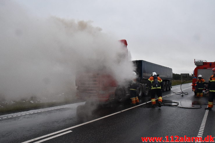 Brand i Lastbil. Ammitsbølvej ved Ødsted. 18/01-2021. KL. 12:17.