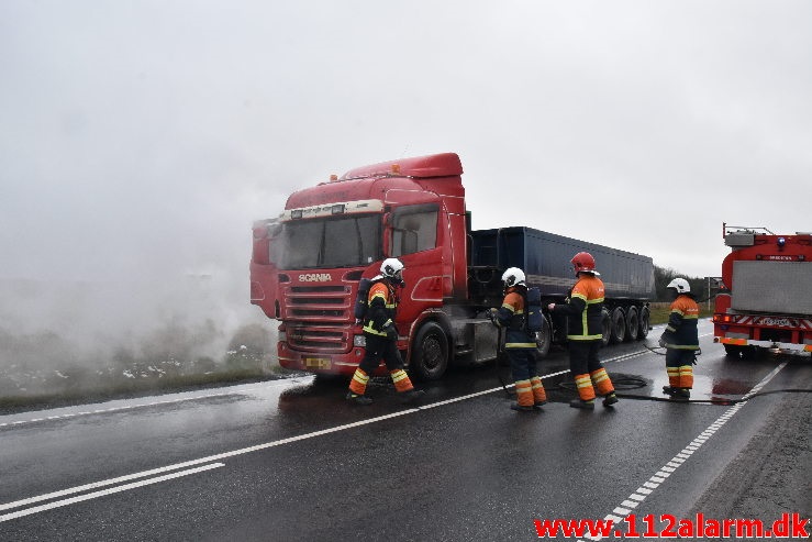 Brand i Lastbil. Ammitsbølvej ved Ødsted. 18/01-2021. KL. 12:17.