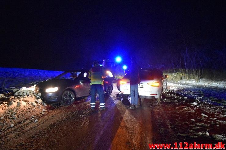 2 biler kørt sammen. Højenvej ved Nr. Vilstrup. 07/02-2021. Kl. 18:50.