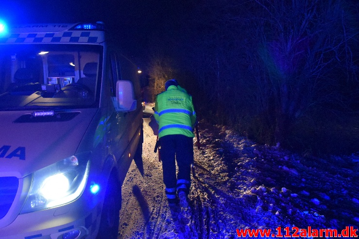 2 biler kørt sammen. Højenvej ved Nr. Vilstrup. 07/02-2021. Kl. 18:50.