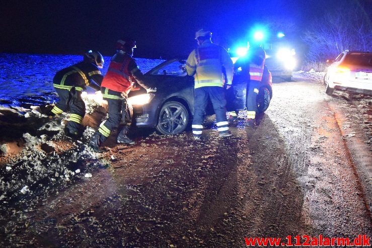 2 biler kørt sammen. Højenvej ved Nr. Vilstrup. 07/02-2021. Kl. 18:50.