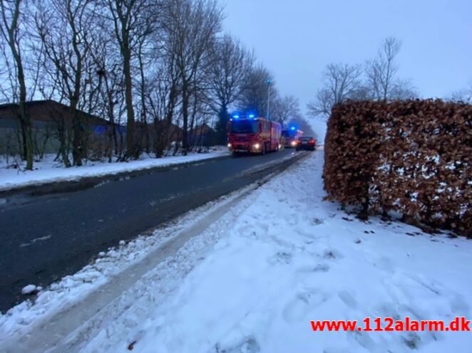 Gårdbrand / Minkhal. Vestermarksvej i Løsning. 16/02-2021. Kl. 13:36.