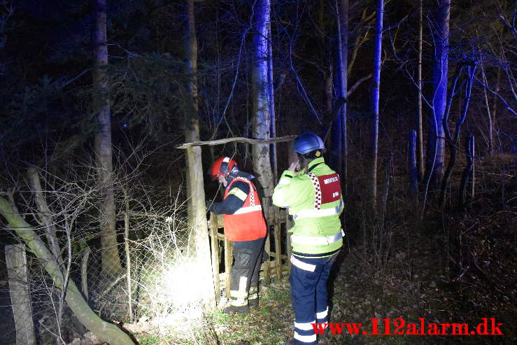 Bilen endte på hovedet i en lille sø. Koldingvej ved Vejle. 29/03-2021. Kl. 21:21.