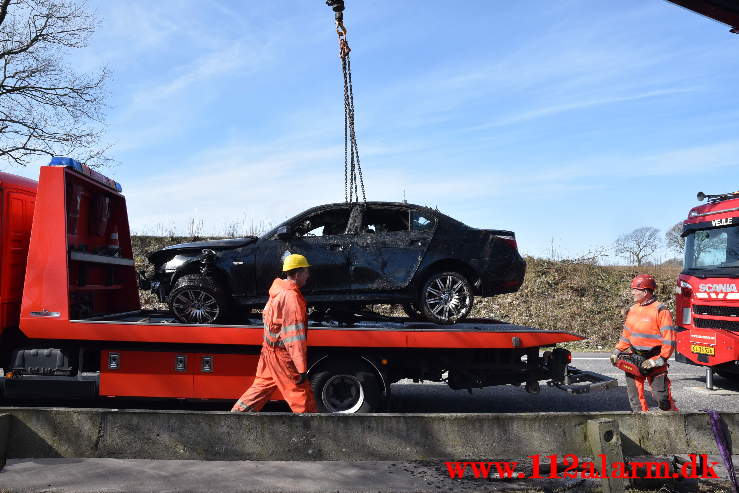 30/03-2021 Kl. 13:00. Fra bjærgningen af den sort BMW.