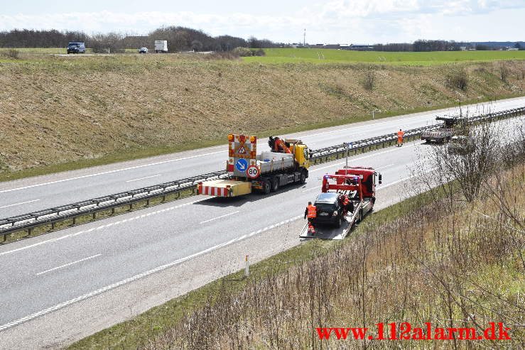 Tavlevognen påkørt igen. Midtjyske Motorvej.14/04-2021. Kl. 11:47.