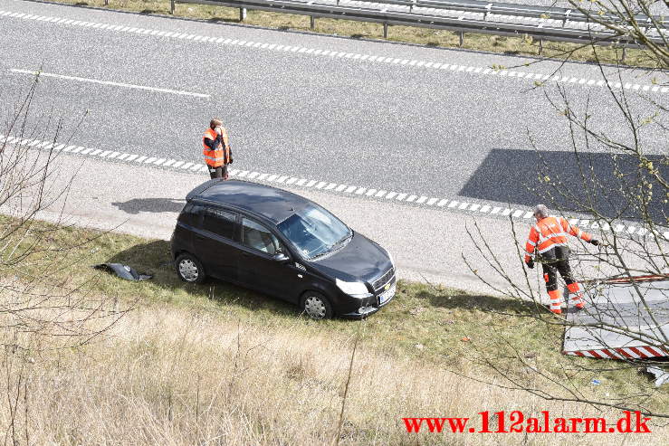 Tavlevognen påkørt igen. Midtjyske Motorvej.14/04-2021. Kl. 11:47.