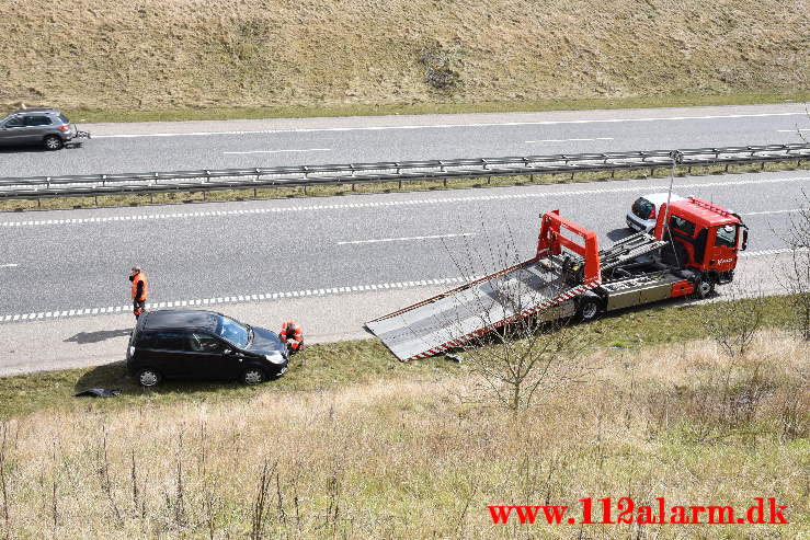 Tavlevognen påkørt igen. Midtjyske Motorvej.14/04-2021. Kl. 11:47.