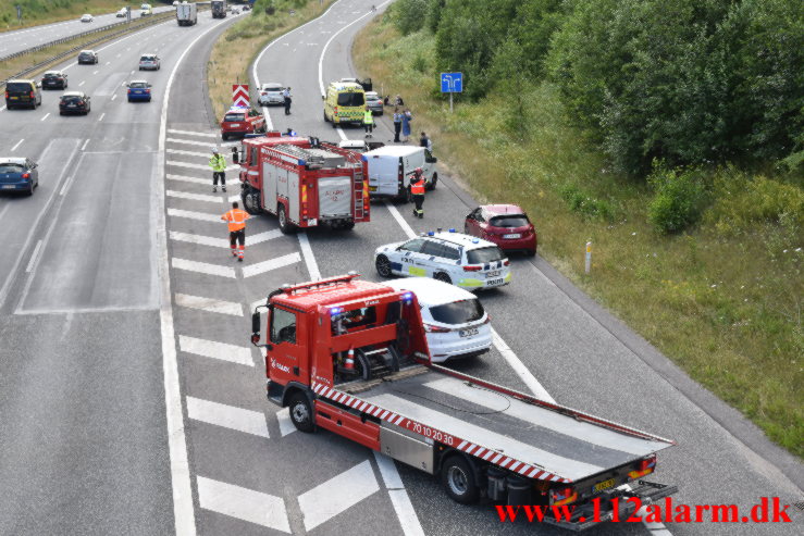 FUH med fastklemt på rampen. Motorvejen E45 ved Vejle. 12/07-2021. Kl. 15:54.