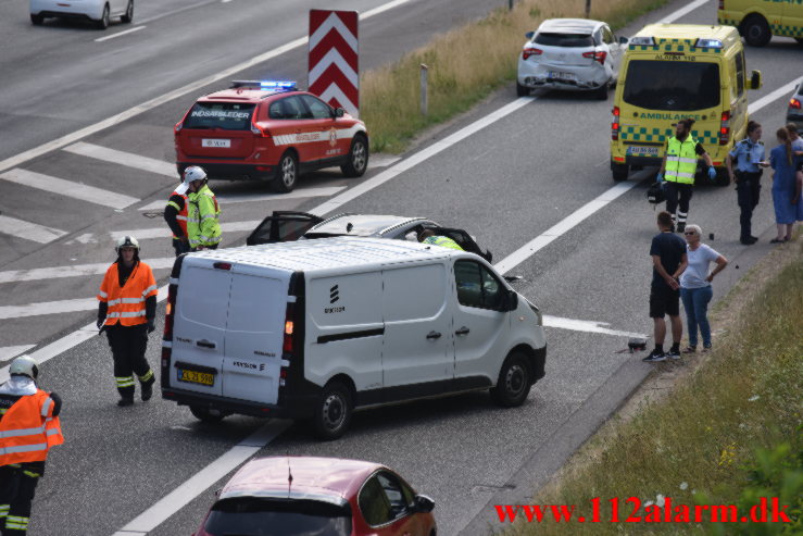 FUH med fastklemt på rampen. Motorvejen E45 ved Vejle. 12/07-2021. Kl. 15:54.