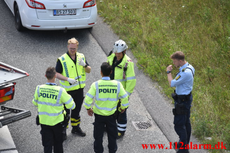 FUH med fastklemt på rampen. Motorvejen E45 ved Vejle. 12/07-2021. Kl. 15:54.