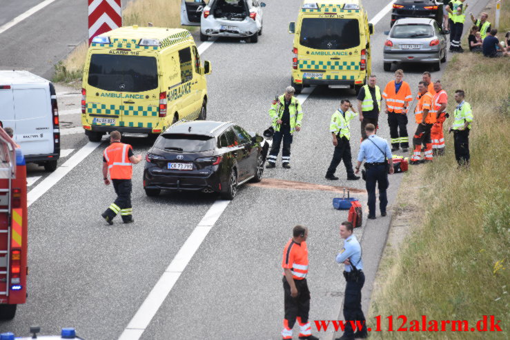 FUH med fastklemt på rampen. Motorvejen E45 ved Vejle. 12/07-2021. Kl. 15:54.