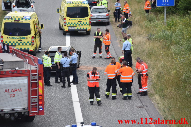 FUH med fastklemt på rampen. Motorvejen E45 ved Vejle. 12/07-2021. Kl. 15:54.