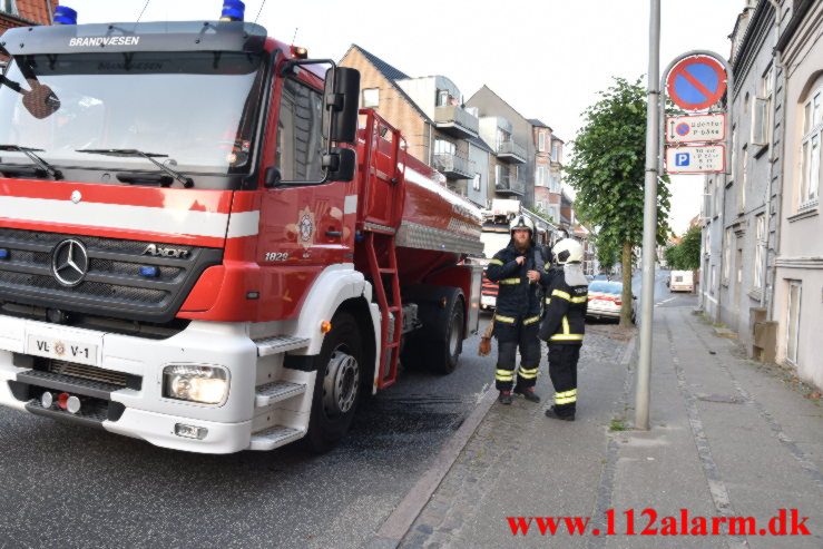 Brand i butik. Vesterbrogade i Vejle. 17/07-2021. Kl. 20:48.