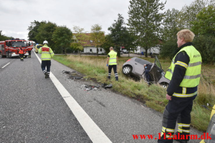 Ældre mand kørte op bag i en anden bil. Koldingvej ved Højen. 16/09-2021. Kl. 12:15.